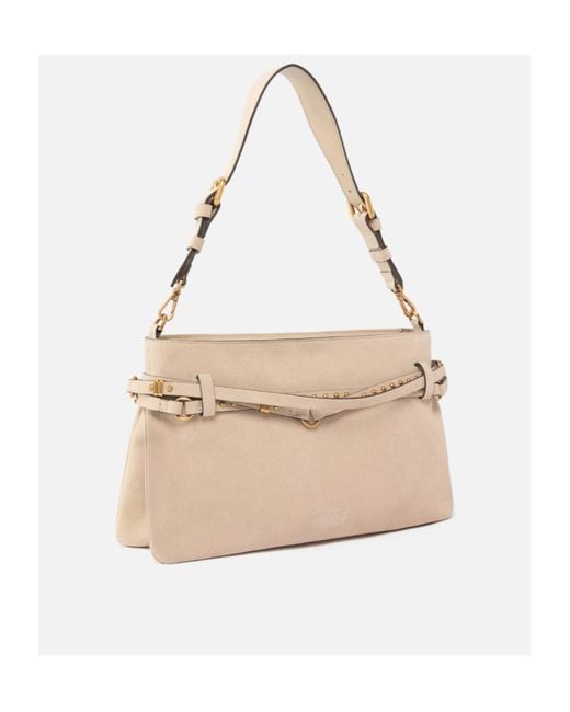 Pinko Natural Logo-Plaque Stud Shoulder Bag