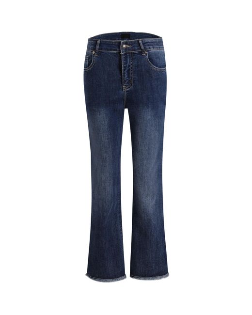 LIU REGALI Blue Small Split Faded Jeans Pants