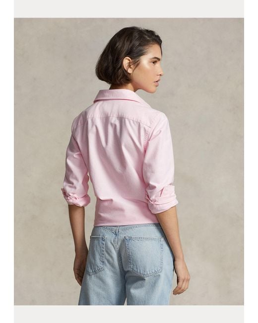 Polo Ralph Lauren Pink Logo Embroidered Long-Sleeved Shirt