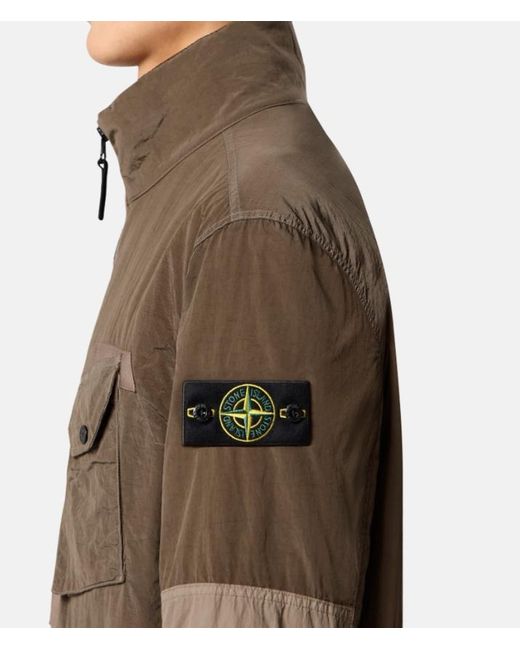 Stone Island Brown Patch Pocket Zip-Up Jacket for men
