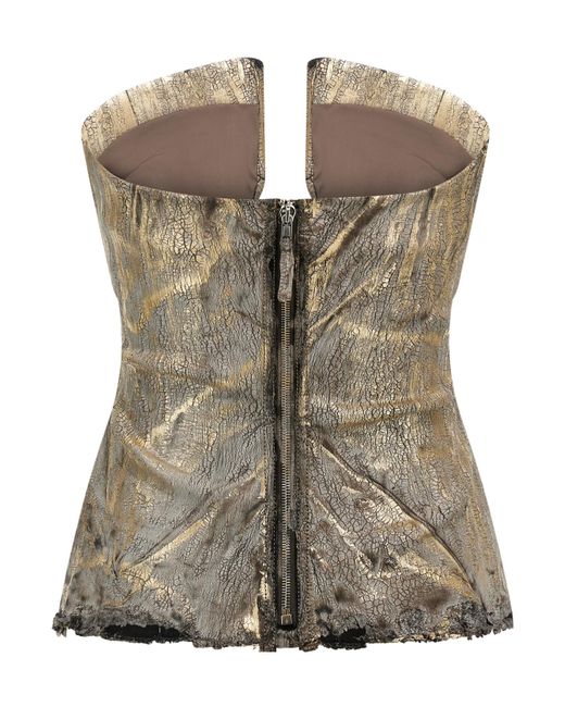 Rick Owens Metallic Prong-Detail Strapless Top