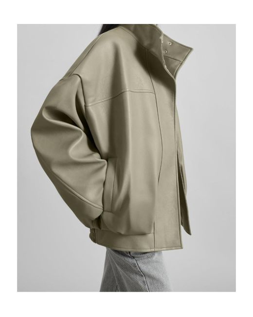 Frankie Shop Green Veren Faux Leather Bomber Jacket