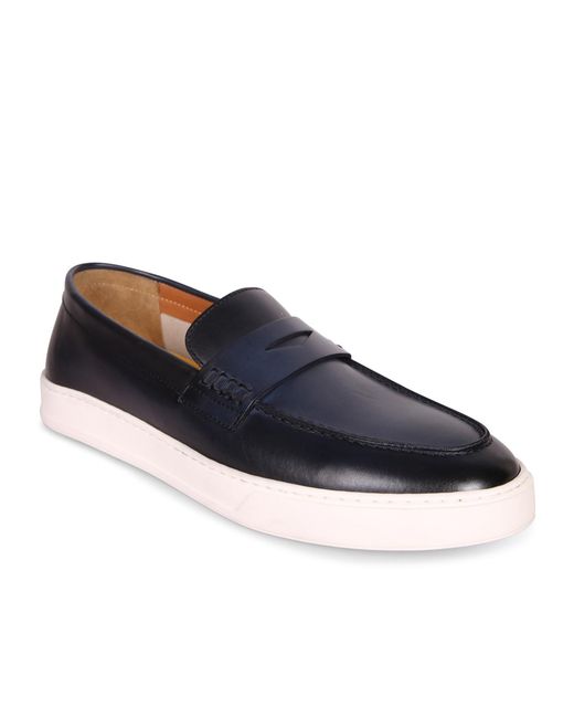 Doucal's Blue Slotted Penny Loafers for men
