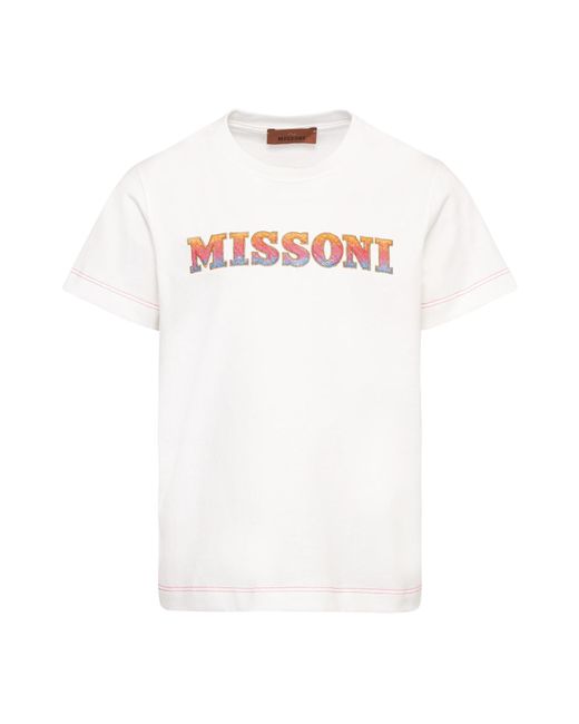 Missoni T-shirt bianca con logo in strass MW8A41-Z0082
