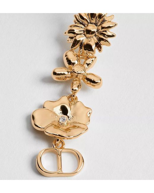 Dior Metallic Cd Multi Flowers Earrings