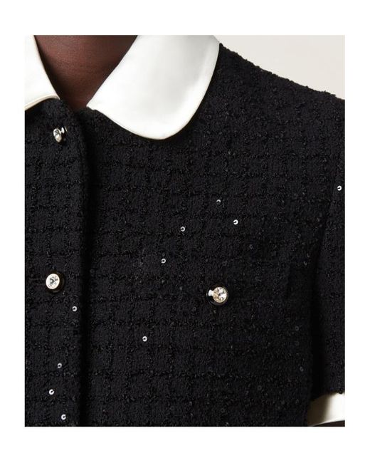 Miu Miu Black Short-Sleeved Buttoned Cardigan