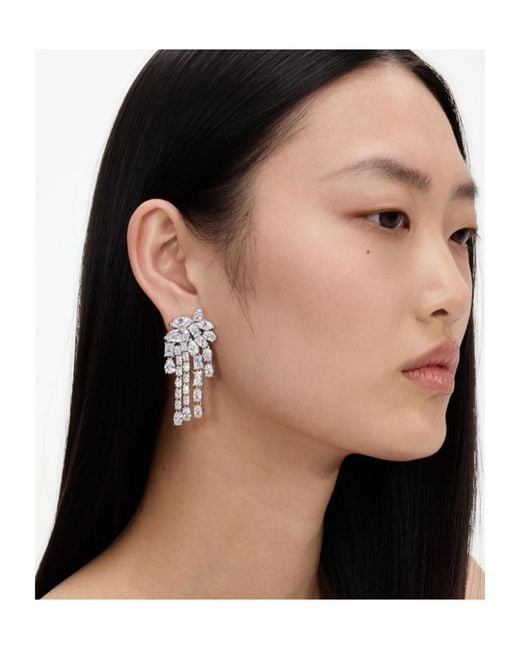 Self-Portrait White Crystal Dangle Earrings