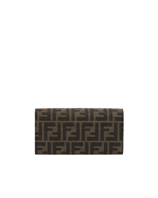 Fendi White Continental Logo Plaque Chained Wallet