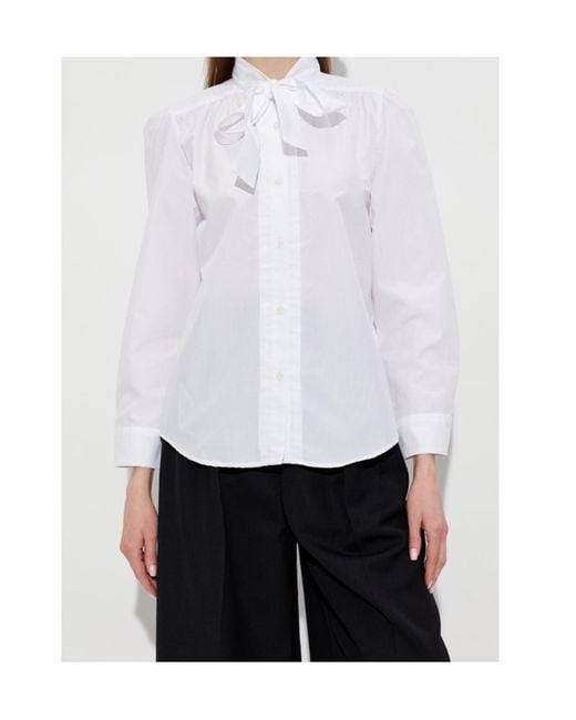 R13 White Tie-Collar Button-Up Shirt