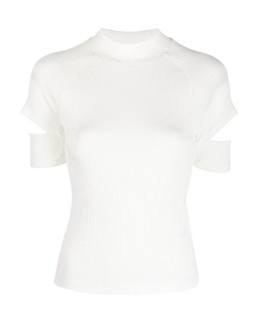 Helmut Lang White Cut-Out Sleeves Blouse