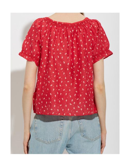 Re/done Red Katie Short-Sleeved Cover-Up