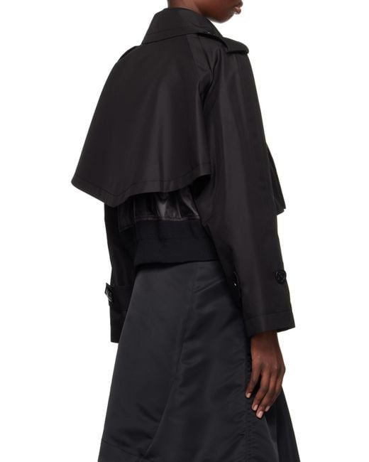 Sacai Black Layered Cropped Jacket