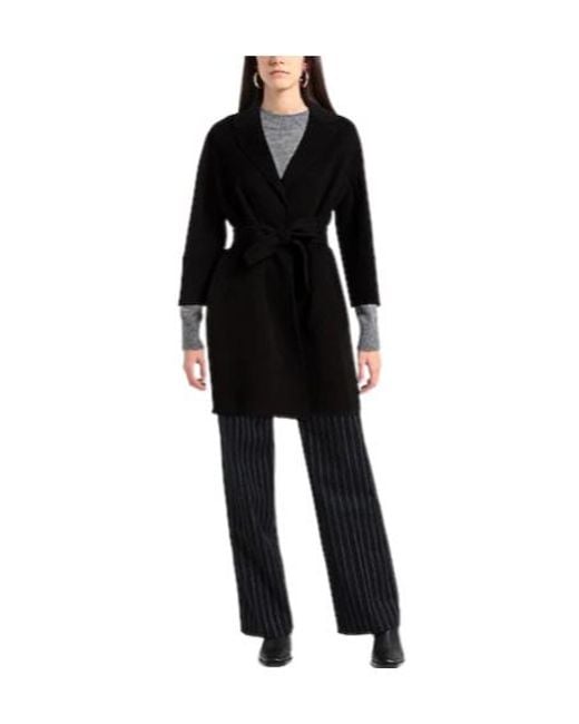 Max Mara Black Minimalist Wool Coat