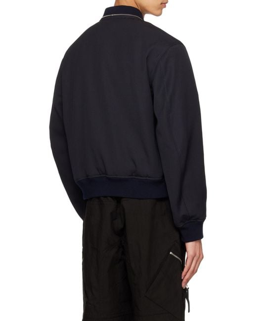 Jil Sander Blue Zip-Up Long-Sleeved Bomber Jacket for men