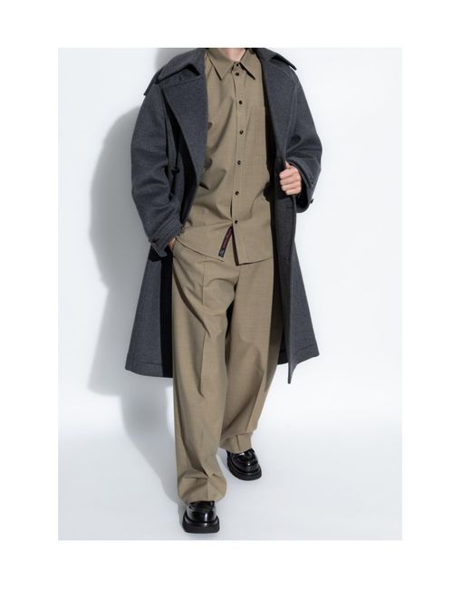 Bottega Veneta Blue Belted Double Breasted Coat for men