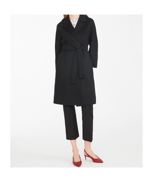 Max Mara Black 'S Arona Belted Long-Sleeved Coat