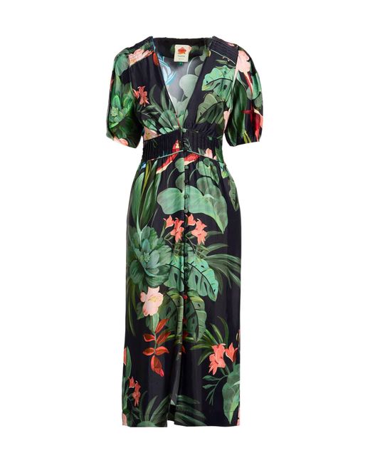 Farm Rio Green Short-Sleeved Dress