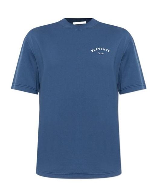 Eleventy Blue Logo Print T-Shirt for men