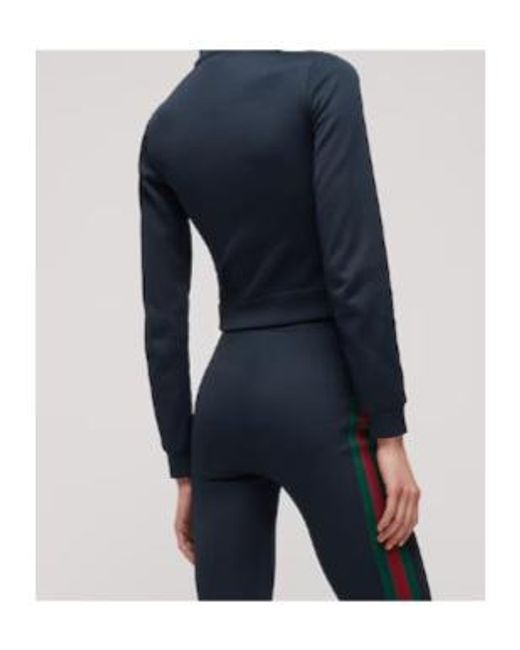 Gucci Blue Zip-Up Ribbed Sweatshirt