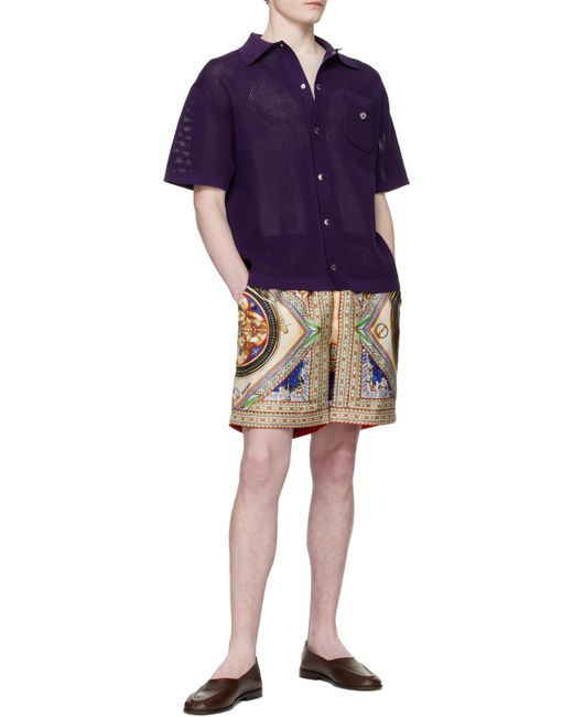 Casablanca Blue Take Me To Church Satin Shorts for men