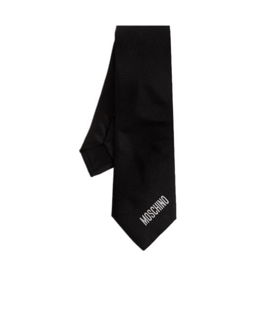 Moschino Black Logo Jacquard Satin Tie for men