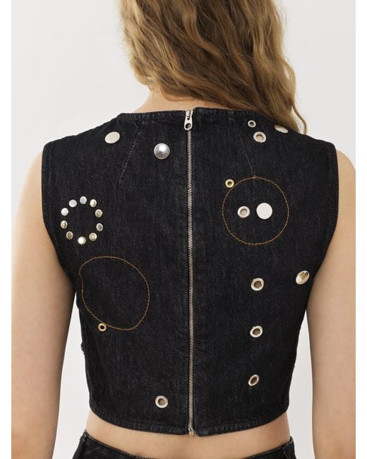 Chloé Black Stud-Embellished Crop Top