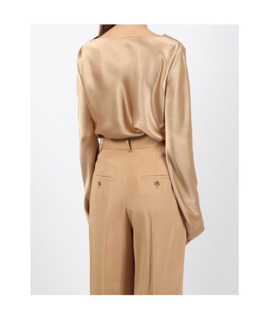 Alberta Ferretti Natural Long-Sleeved Top