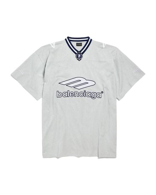 Balenciaga White 3B V-Neck Oversized Football T-Shirt for men