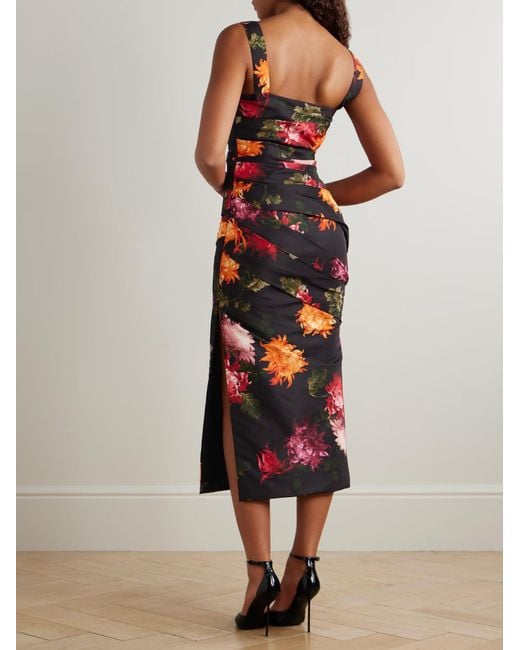 Carolina Herrera Red Draped Printed Dress