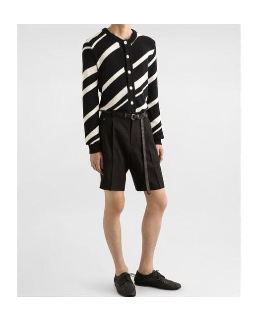 Dolce & Gabbana Black Pleated Bermuda Shorts for men