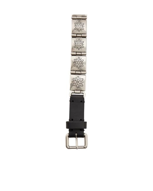 Etro White Engraved-Link Leather Belt