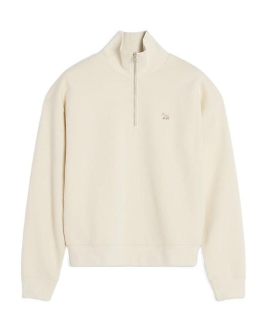Maison Kitsuné White Maison Kitsuné Baby Fox Patch Half-Zip Sweatshirt