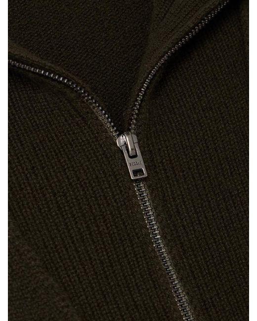 Re/done Black Frayed Wool And Cashmere-Blend Half-Zip Sweater