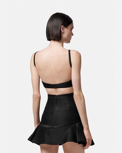Versace Black Pleated Bustier Top