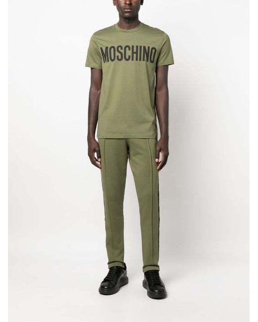 Moschino Green Logo Sweatpants for men
