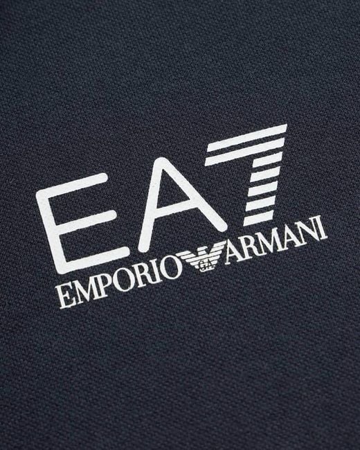 EA7 Blue Logo Printed Polo Shirt for men