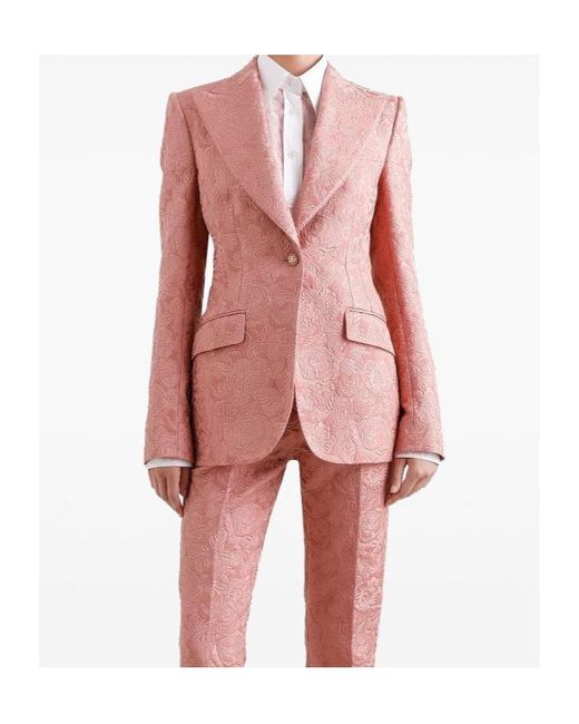 Dolce & Gabbana Pink Floral Quilted Jacquard Turlington Jacket
