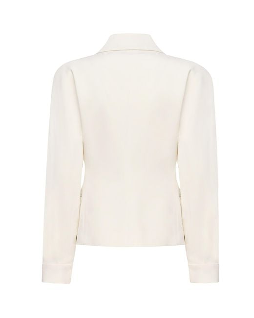 Alessandra Rich White Crystal-Embellished Double-Breasted Jacket