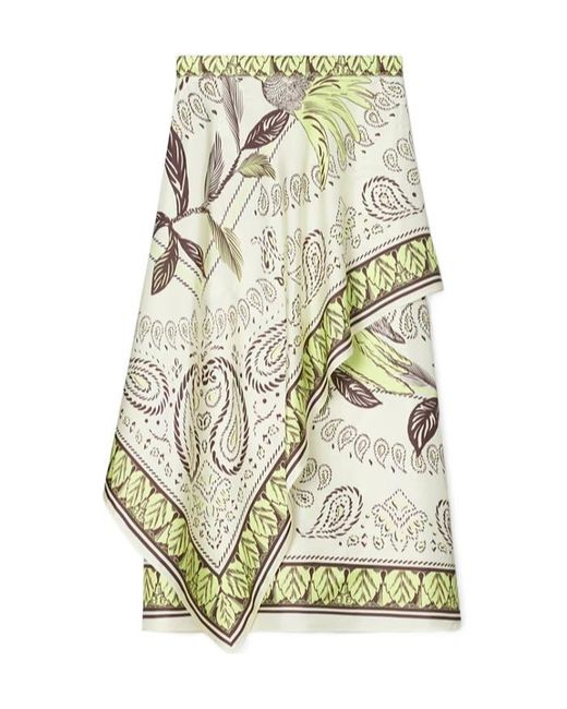 Tory Burch White Scarf Print Wrap Skirt
