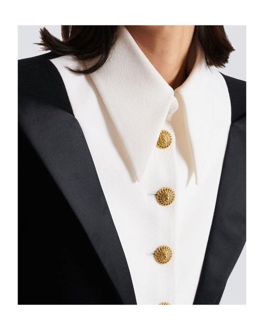 Balmain Black Cropped 6-Button Crepe Jacket