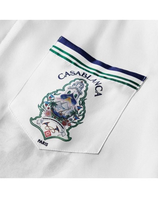 Casablanca White Button-Down Printed Shirt for men