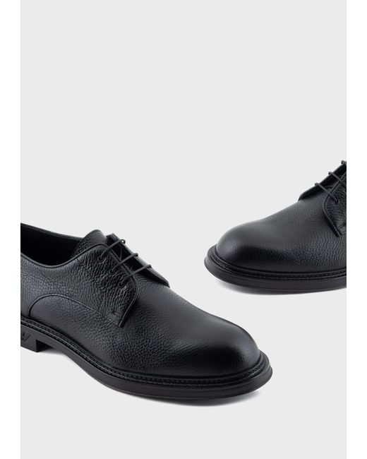 Emporio Armani Black Leather Shoes for men