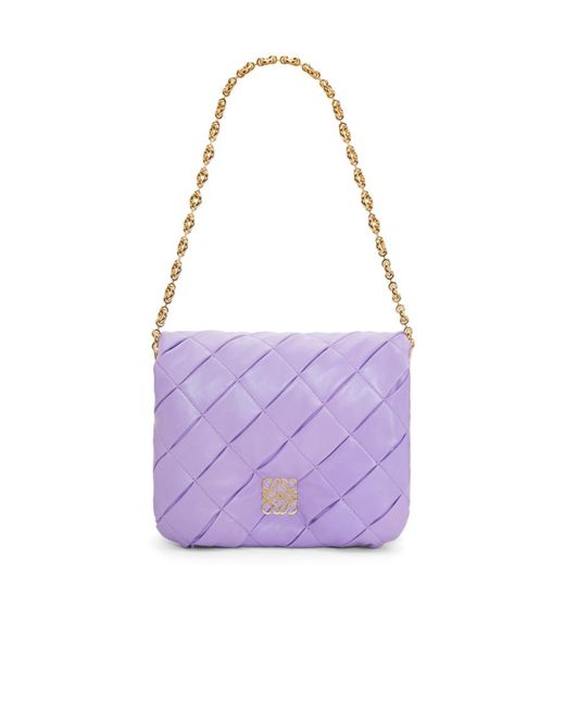 Loewe Purple Puffer Goya Woven Shoulder Bag