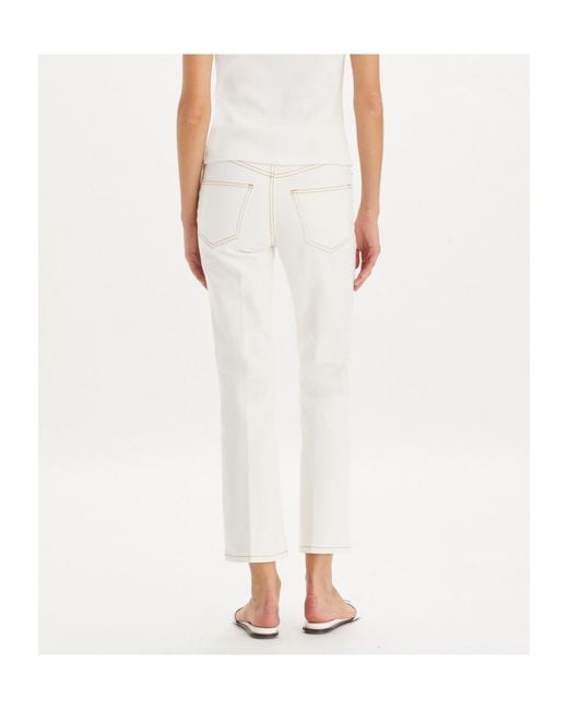 Tory Burch White Cropped Flared Jeans
