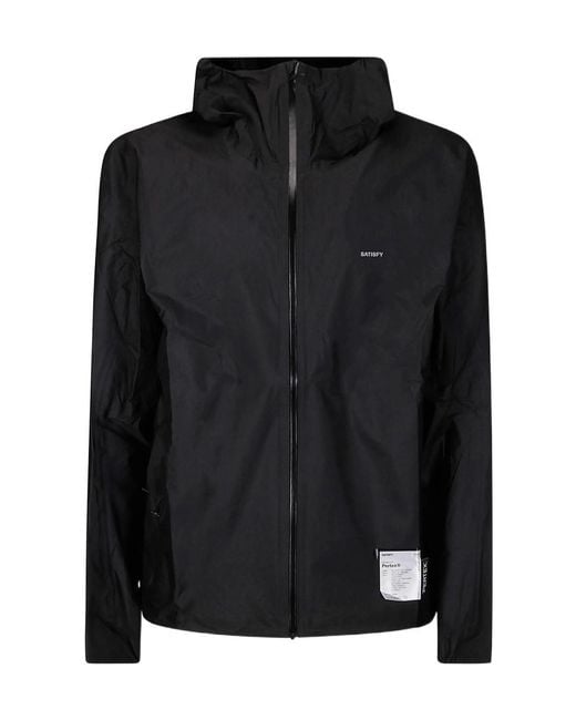 Satisfy Black Hooded Zip Jacket for men