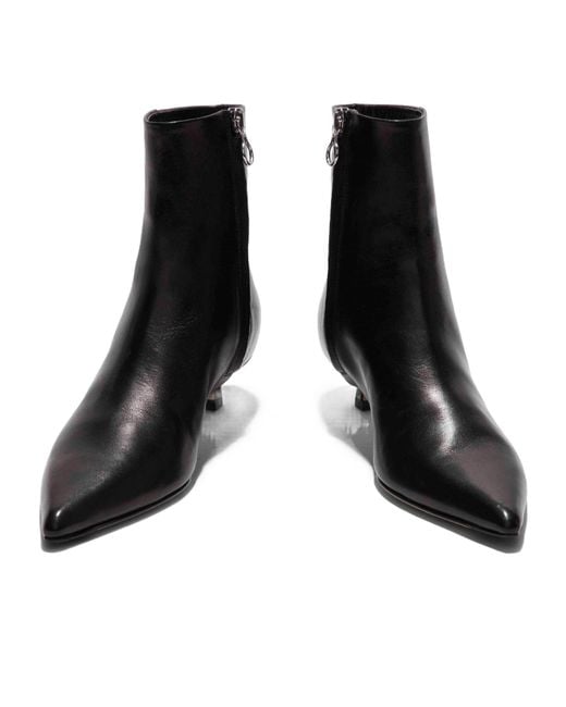 Aeyde Black Cow Print Ankle Heeled Boots