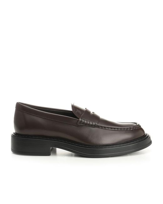 Tod's Black Almond Toe Penny Loafers for men