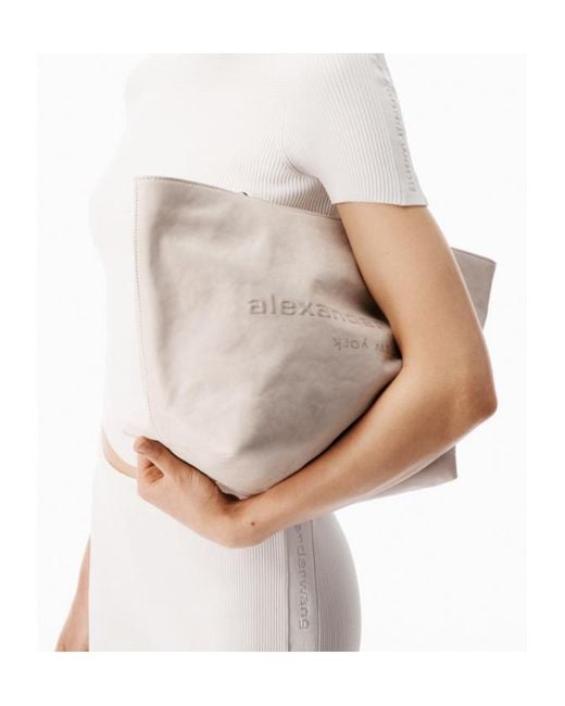 Alexander Wang White Logo-Embossed Medium Tote Bag