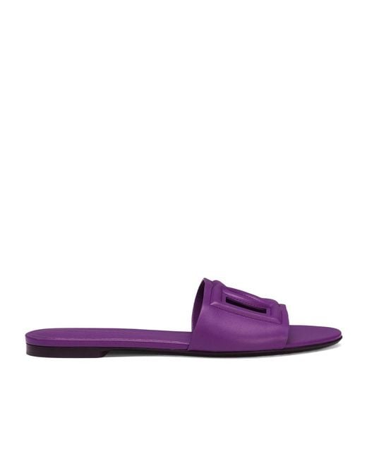 Dolce & Gabbana Purple Logo Cut-Out Sandals