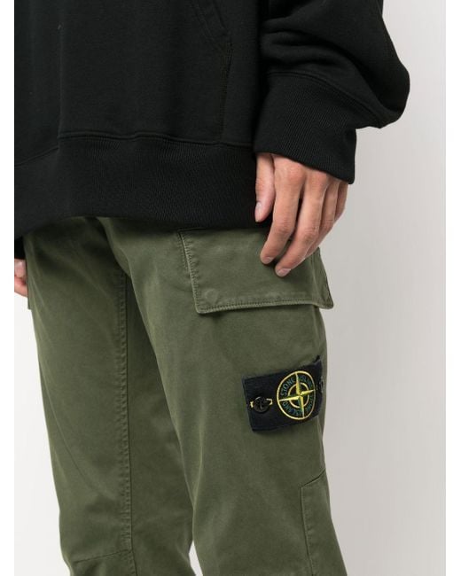 Stone Island Green Logo Details Tooling Casual Pants for men